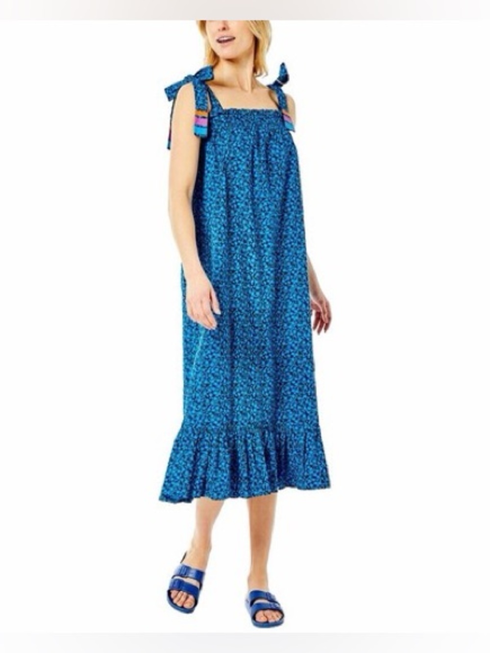 Addison Bay Bluff Cobalt Blue Tie Shoulder Maxi Dress Size Large MSRP $148